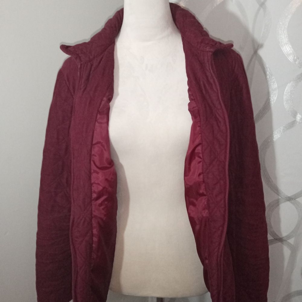 Croft &Barrow Burgundy, Quilted Courduroy Jacket Size M - Picture 4 of 8